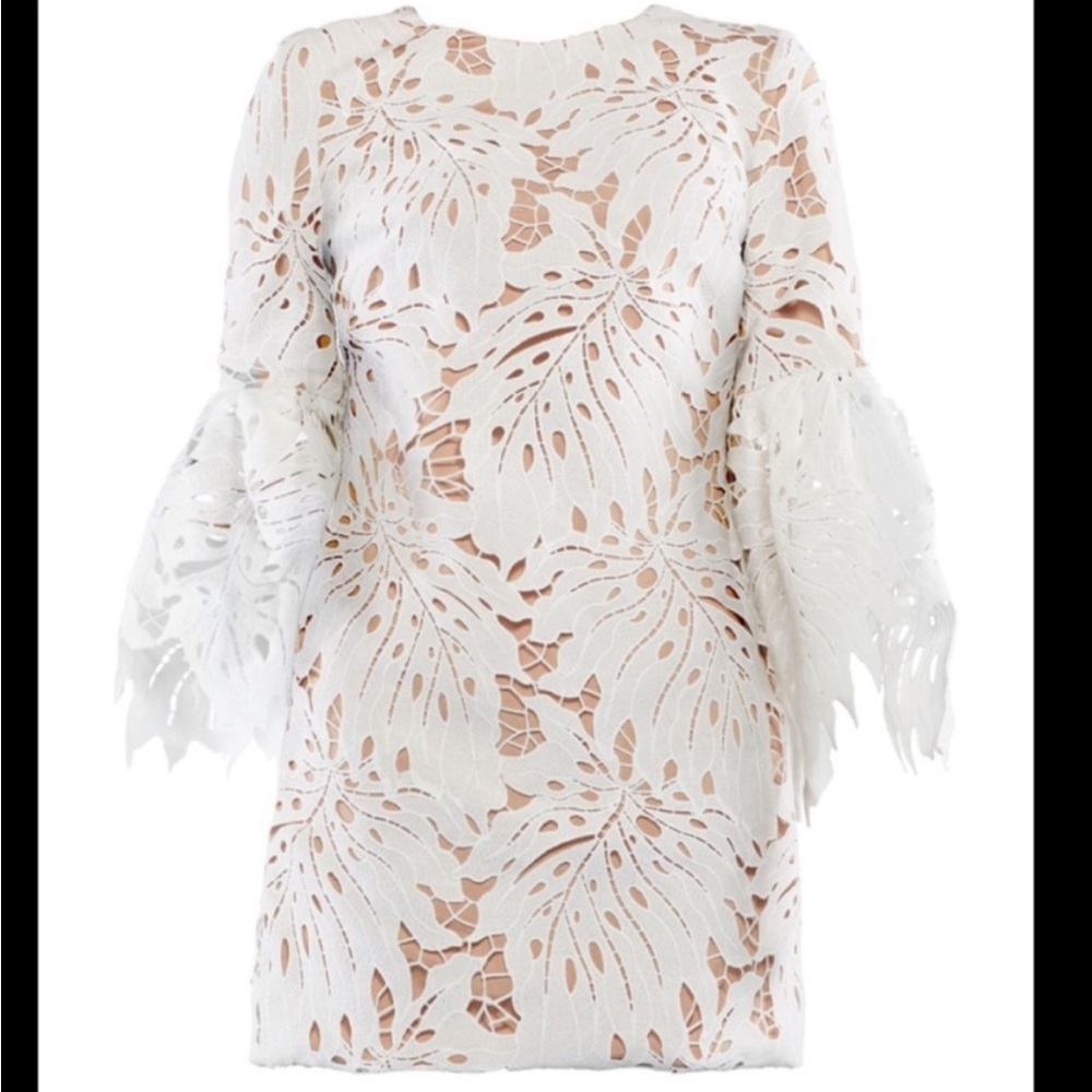 Dress the Population White Sheath Mini Dress with Bell Sleeves